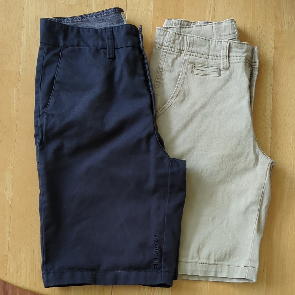Billabong Navy Men's Shorts, Size 27. Hudson Khaki Shorts, Size 12.